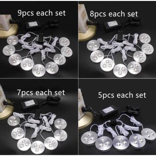 Mini Led Spotlight Cabinet Led Spot Lamp Showcase Down Lights with ON off adapter and Juction Box DC 12V 3W led cabinet light