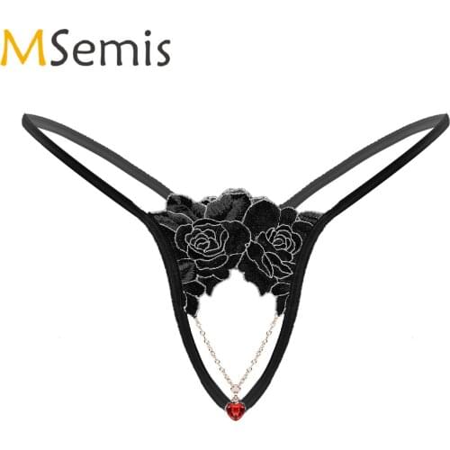 Mens Lingerie Open Butt Underpants Erotic Sexy Rhinestone Metal Chain Sissy Underwear Open Crotch Thongs T-Back Briefs Panties