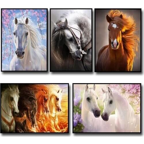 Diy Diamond Painting Animal Diamond Cross Stitch Crystal Square Diamond Sets Unfinish Decorative Diamond Embroidery Horse