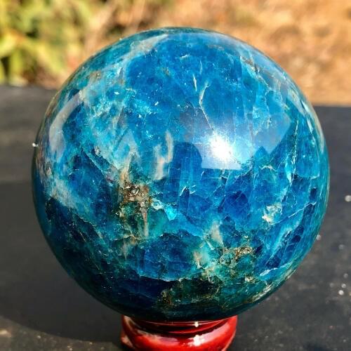 45-50MM Natural blue apatite stone sphere crystal reiki healing ball