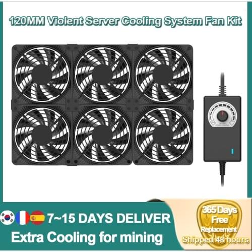 Newest High Speed Large Air Volume 100V 220V Btc Mining Machine Workstation Cabinet 12cm Violent Server Cooling System Fan Kit