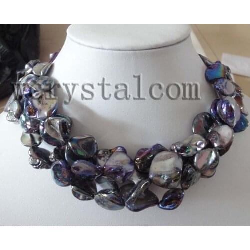 4 Strand Rainbow Black Mother of Pearl Shell Necklace