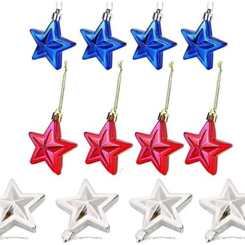 Pendant Valentines Day Atmosphere 12PCs Five-Pointed Star Plastic Hanging Ball Christmas Ball American Independence Day