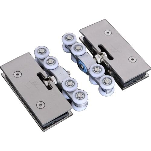 Glass Door Suspension Clamp Vertical Hinged Door Hanging Wheel Sliding Gate Pulley Shower Room Mute Sliding Door Pulley