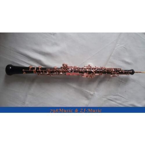 Professional Grenadilla Black Wooden Body Oboe Rose Gold Plated C Key With Case-Semi-Automatic