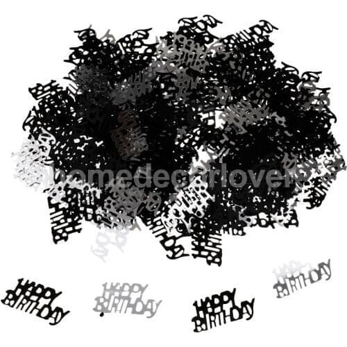 Happy Birthday Celebration Table Confetti Baby Shower Party Decoration Scatter Sprinkles Silver black