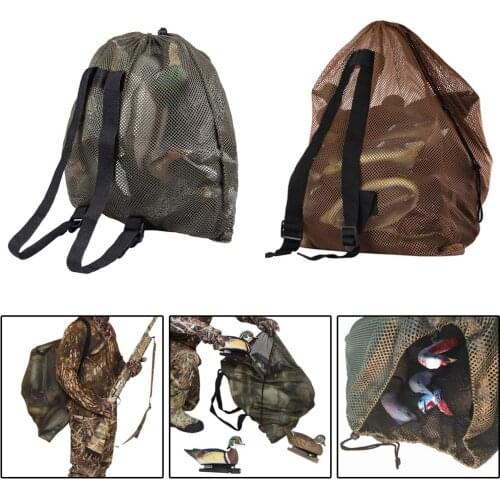 Outdoor Duck Gooses Mesh Luring Decoy Shoulders Bag Drawstring Hunting Backpack