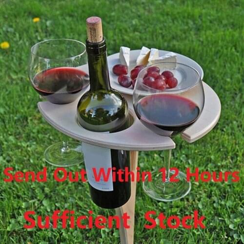 Outdoor Wine Table Mini Wooden Round Portable Foldable Desktop Easy Carry Desk Furniture Party Travel Picnic Folding Low Tables