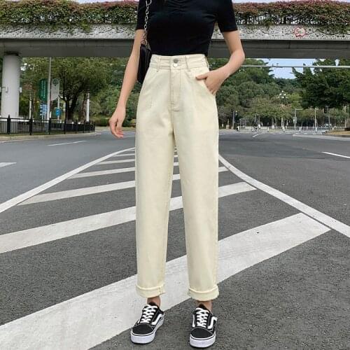 GUUZYUVIZ Vintage Blue Jeans Woman Plus Size Denim Pants Straight Jeans Women High Waist Loose Casual Korean Black Apricot
