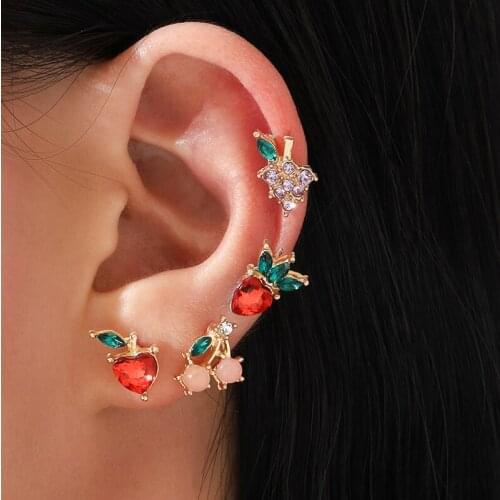 YADA Fashion Fruit Apple&Strawberry&Cherry Stud Earring For Girls Small Cute Crystal Statement Earring Jewelry Earrings ER200188