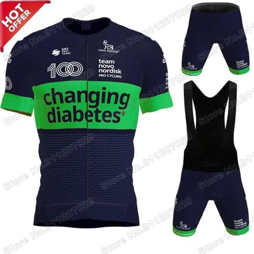 Green Novo Nordisk Team 2021 Cycling Jersey Set Summer Bicycle Clothing Road Bike Shirts Suit Bicycle Bib Shorts MTB Wear