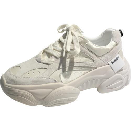 Free shipping pink beige grey cow suede genuine leather women lady studtent lace up sport shoes 5cm platform sneaker on sale