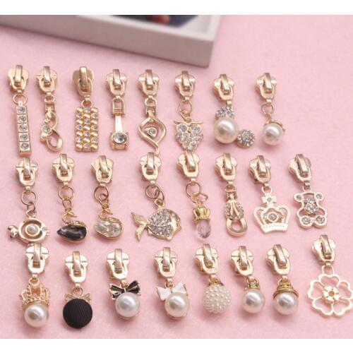 1PCS 5# Pearl Zipper Slider Puller Head for Metal Resin Nylon Zip Repair Kit Closure Bags Suitcase Clothing Sew Accessories P062