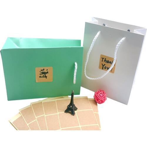 100pcs/pack Square Leather Color Blank Sticker DIY Hand Made For Gift Cake Baking Sealing Hang Tag