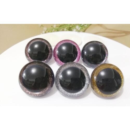 12pcs/lot 30mm/40mm big size round shape clear plastic safety toy eyes + glitter fabric+ hard washer for diy doll --N6