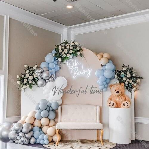 121pcs Maca Blue Balloons Garland Baby Shower Decoration Chrome Silver Ballon Arch 1st Birthday Party Wedding Anniversary Decor