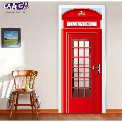 2Pcs/Set Call Box Door Art Decor Home Creative DIY 3D Door Stickers Pattern for Wall Room Home Door Decor Decoration Accessories