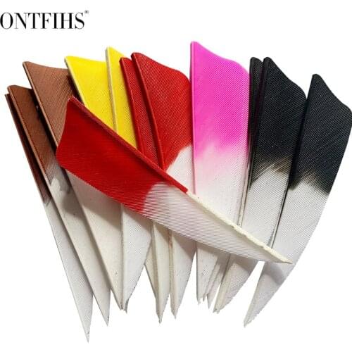 50 Pcs ONTFIHS New 3" Archery Fletches Shiled Cut Turkey Feather Arrow Accessories Fletching Feathers