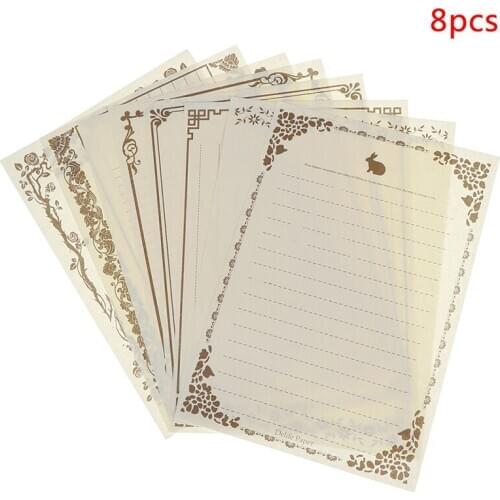 8 Sheets/lot Vintage Flower rabbit Design Letterhead Kraft Writing Paper Set Office School Supplies Stationery Letter Paper