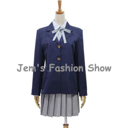 Anime K-ON! Cosplay Hirasawa Yui Girl School Uniforms Halloween party Costumes (Blazer + Shirt + Skirt + Necktie)