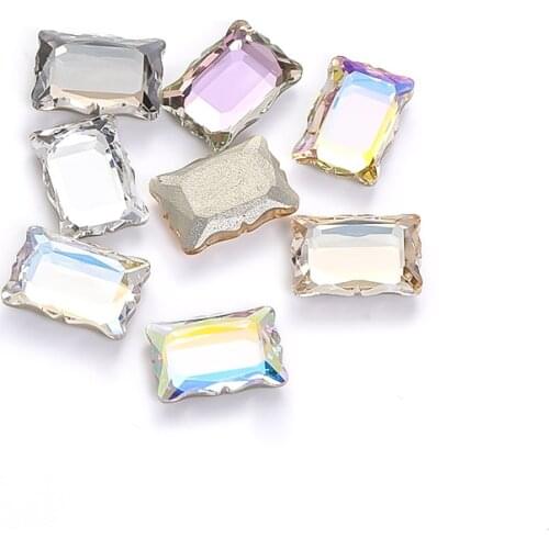 Astrobox Top Quality 5x8/7x10mm Rectangle Magic Mirror Flatback Stone Nail Art Rhinestone For Nail Accessories Jewelry Making