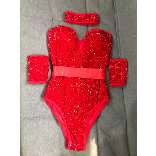 Pole dance Black Sequins Sexy Perspective Jumpsuit DS Costume Bar Women Singer Team Jazz Dance wear DJ Stage Outfit