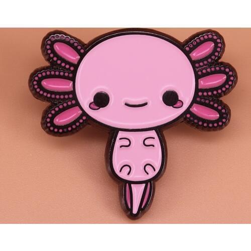 Axolotl enamel pin hexagon fish brooch pink amphibian axolotl badge marine animal jewelry cute pins women girlfriend gift