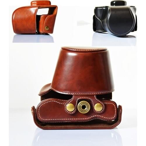 DSLR Camera Bag E-M10 PU Leather Camera Case Video Bag Cover With Strap For Olympus EM10 Micro SLR Camera Case + Leather Strap