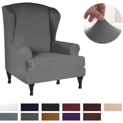 Milk Fiber Elastic Chair Cover Wing Solid Slipcover Elastic Wing Chair Stretch Spandex Armchair Chair Slipcover Protector D30