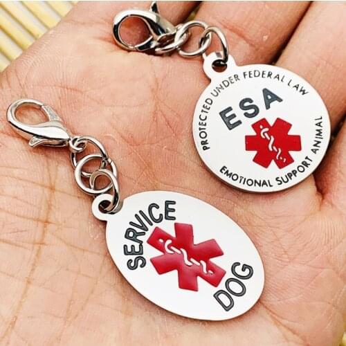 Emotional Support Animal ESA Red Medical Alert Symbol SERVICE DOG Keychains