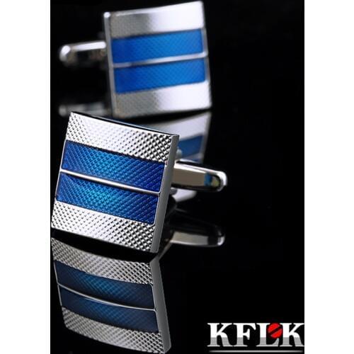 KFLK Jewelry French shirt Fashion cufflink for mens Brand Blue Cuff link Wholesale Button High Quality Wedding guests