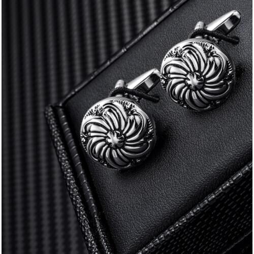 KFLK jewelry shirt cufflinks for mens gift Retro Round Flower Brand cuff links buttons High Quality abotoaduras gemelos guests