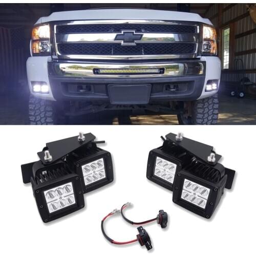 Bumper Hidden LED Fog Light Mounting Bracket Kit For 2007-2013 Chevy Silverado 1500 and 2007-2010 Chevrolet Silverado 2500 3500