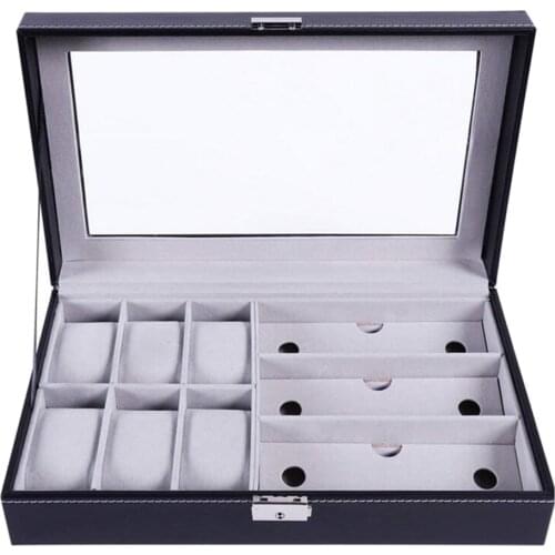 Watch Jewellery Display Storage Box Leather Sunglasses Organizer Case Holder