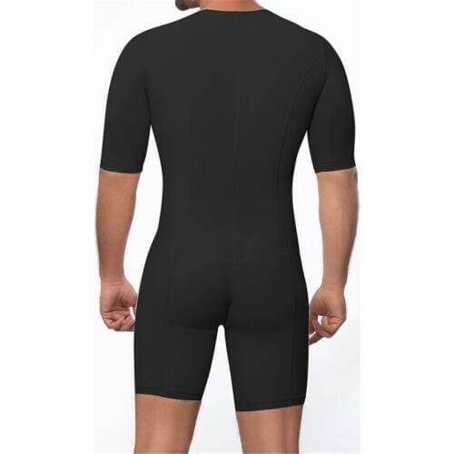 Waist Trainer Men Shapewear Open Crotch Front Zipper Sexy Bodysuit Butt Lifter Male Tummy Short Sleeve Big Size 6XL Dropshipping