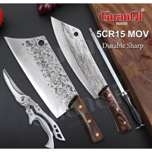 Forged Kitchen Knife Stainless Steel Meat Chopping Cleaver Slicing Vegetables Chef Knife Wood Handle Cleaver Slicing Meat Knives