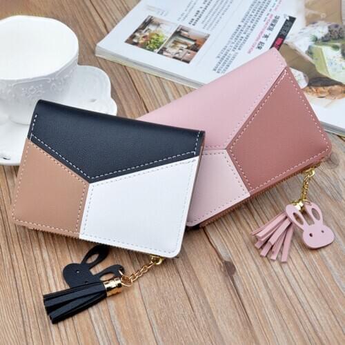 Credit Card Holder Wallets Purse Zipper Tassel Geometric Short Design for Coin TY66