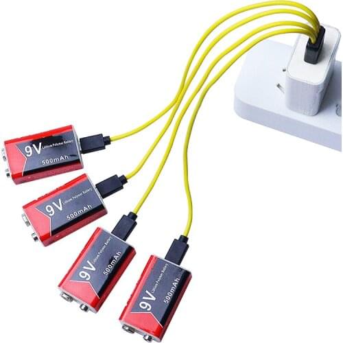 Li-ion rechargeable battery, 4 pieces, 9v, 500mah, micro usb, 9v lithium for multimeter, microphone, toy, remote control, ktv us