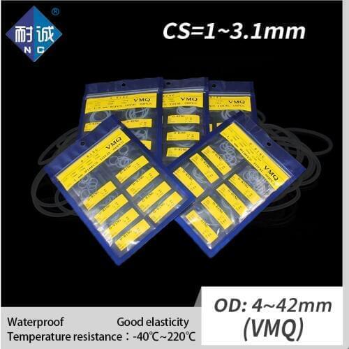 Multiple size repair kit combination thickness CS1/1.5/1.9/2.4/3.1mm White Silicon Rubber O-ring Silicone/VMQ Sealing Gasket