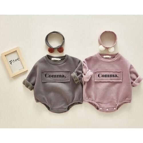 New 2021 Baby Girls Boys Bodysuits Spring Autumn Baby Bodysuit Clothes Baby Simple Embroidery Loose Package Fart Creeper