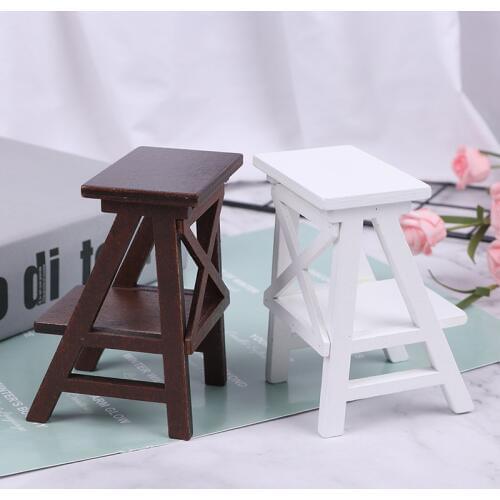 New 1:12 Scale New Dollhouse Wood Shelf Flower Stand Mini Doll House Handmade Furniture Model Toys for Baby Kids