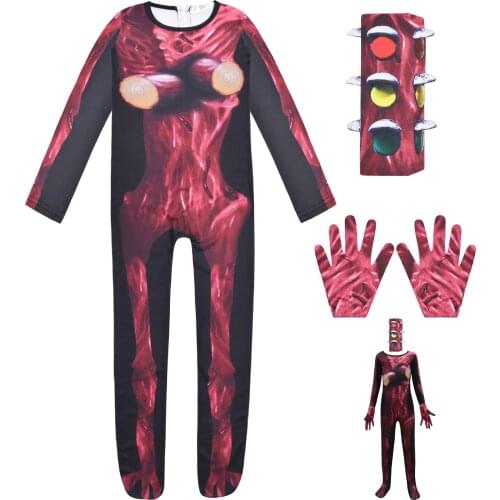 New Kids Siren Head Cosplay Costume with Mask Boys Girls Anime Funny Party Bodysuit 2021 Halloween Jumpsuits
