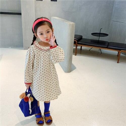 Girl Dress Kids Baby Gown 2021 Beige Spring Autumn Toddler School Uniform Dresses Christmas Cotton Children Clothing