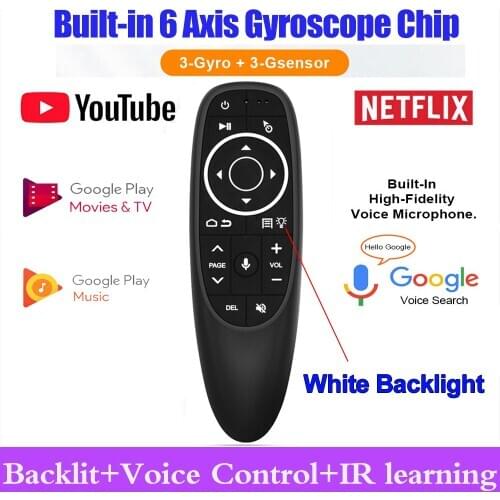 G10S Pro Backlit Air Mouse Voice Control with Backlight Gyro Sensing Mini Wireless Smart Remote Control For Android tv box PC