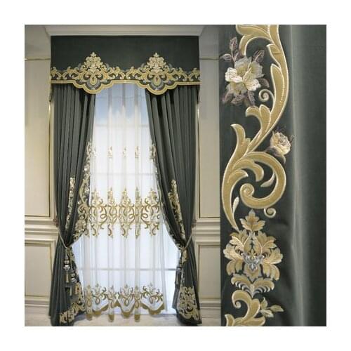 Luxury European French flannel tapestry embroidery high grade atmosphere curtain living room bedroom custom curtain