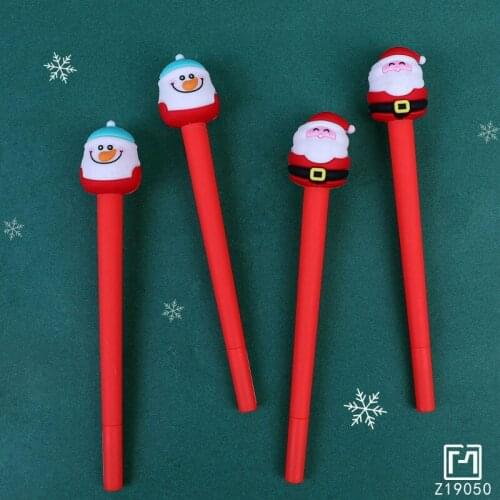 Merry Christmas Cute Pen 0.5mm Black Ink Santa Claus Shape Gel Pen Set Student Prize Kawaii Stationery Korean School Supplies