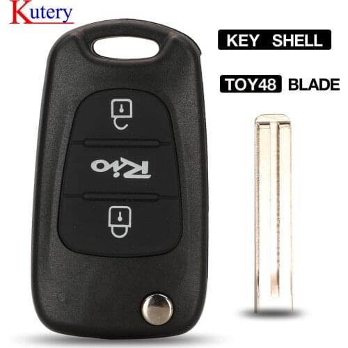 Kutery Replacement Flip Folding Key Case Blank Remote Fob Key Shell For Kia Rio Car Style 3 Buttons Car Key Cover TOY48 Blade