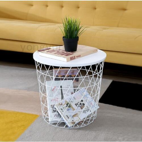 Modern Minimalism Storage Baskets Living Room Furniture Storage Side Table Metal wire Storage multifunction coffee Tea Table