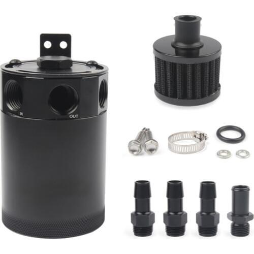 Universal Racing Baffled 3-Port Oil Catch Can Tank Air Oil Separator with Removable Valve