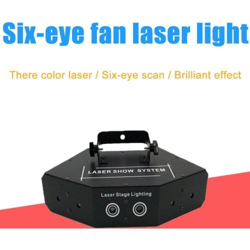 Fan-shaped Six-eye Scanning RGB Laser Light for DJ Disco Club Stage Event Show Party Effect Light with Sound Control